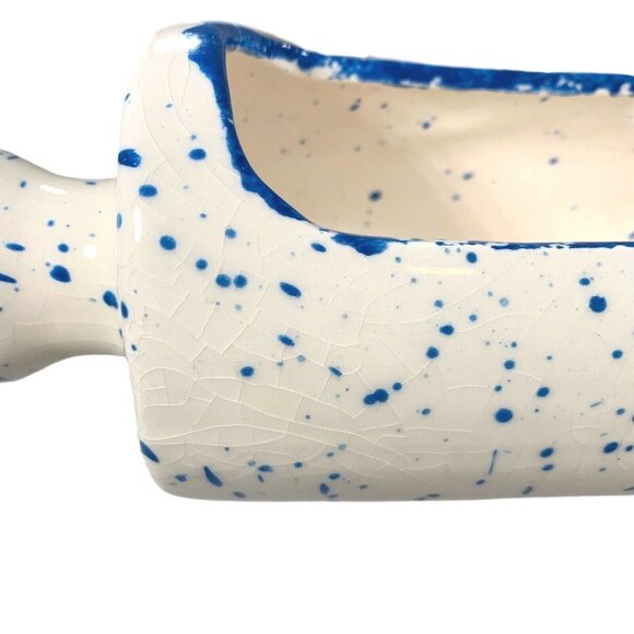 Vintage Rooster Cracker Tray Los Angeles Potteries Blue Stipple Rare HTF READ - Picture 4 of 10